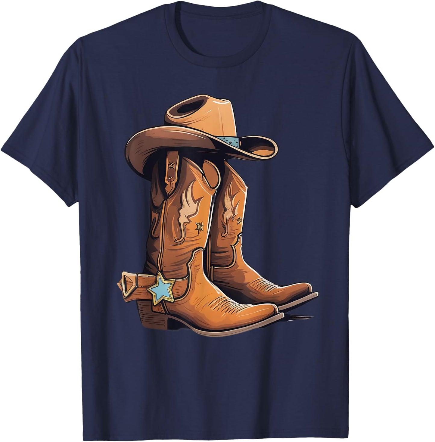 Cowboy Boots Sheriff star Sheriff badge Outfit T-Shirt - T-Shirt | Navy