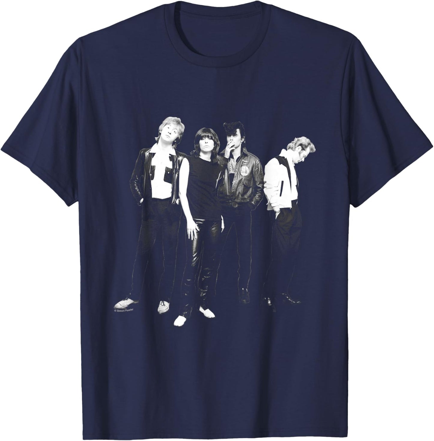 The Pretenders B&W Band Photo By Simon Fowler T-Shirt - T-Shirt | Navy