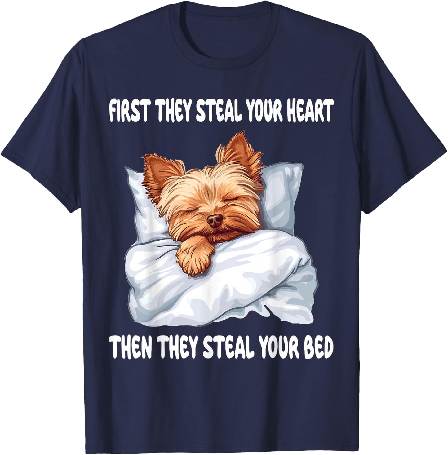 Yorkshire Terrier Yorkie Sleeping Pajamas Nightgown T-Shirt - T-Shirt | Navy