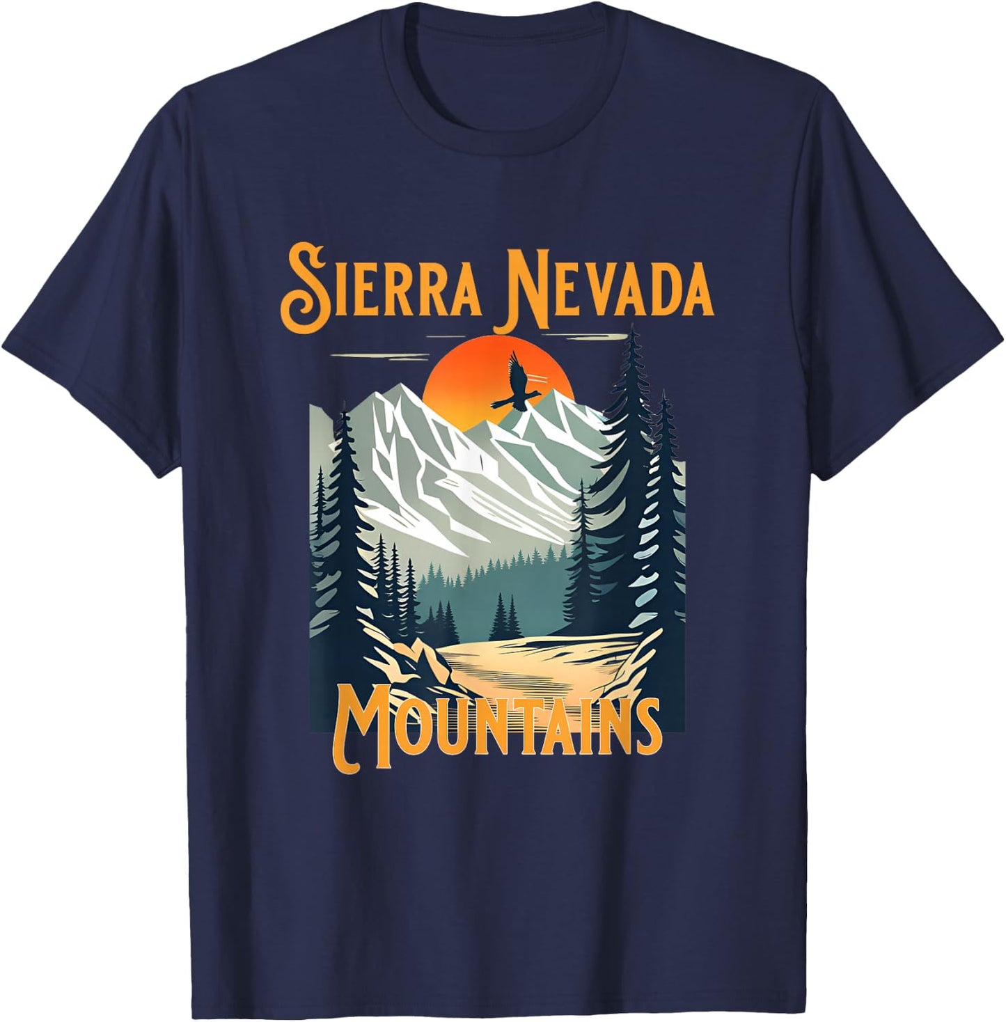 Vintage Sierra Nevada Mountains Souvenir Hiking T-Shirt - T-Shirt | Navy