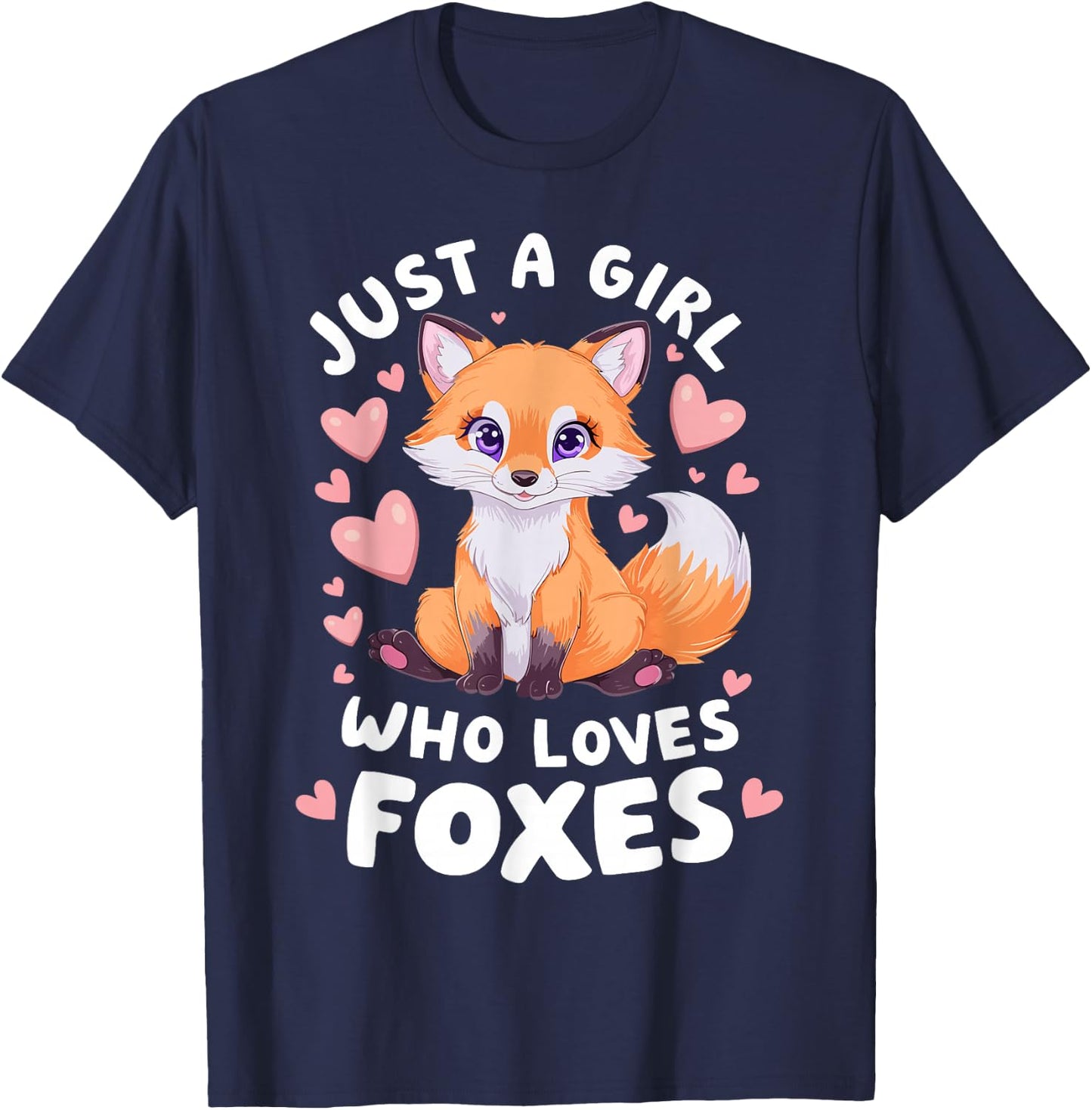 Cute Fox Just a Girl Who Loves Foxes T-Shirt - T-Shirt | Navy