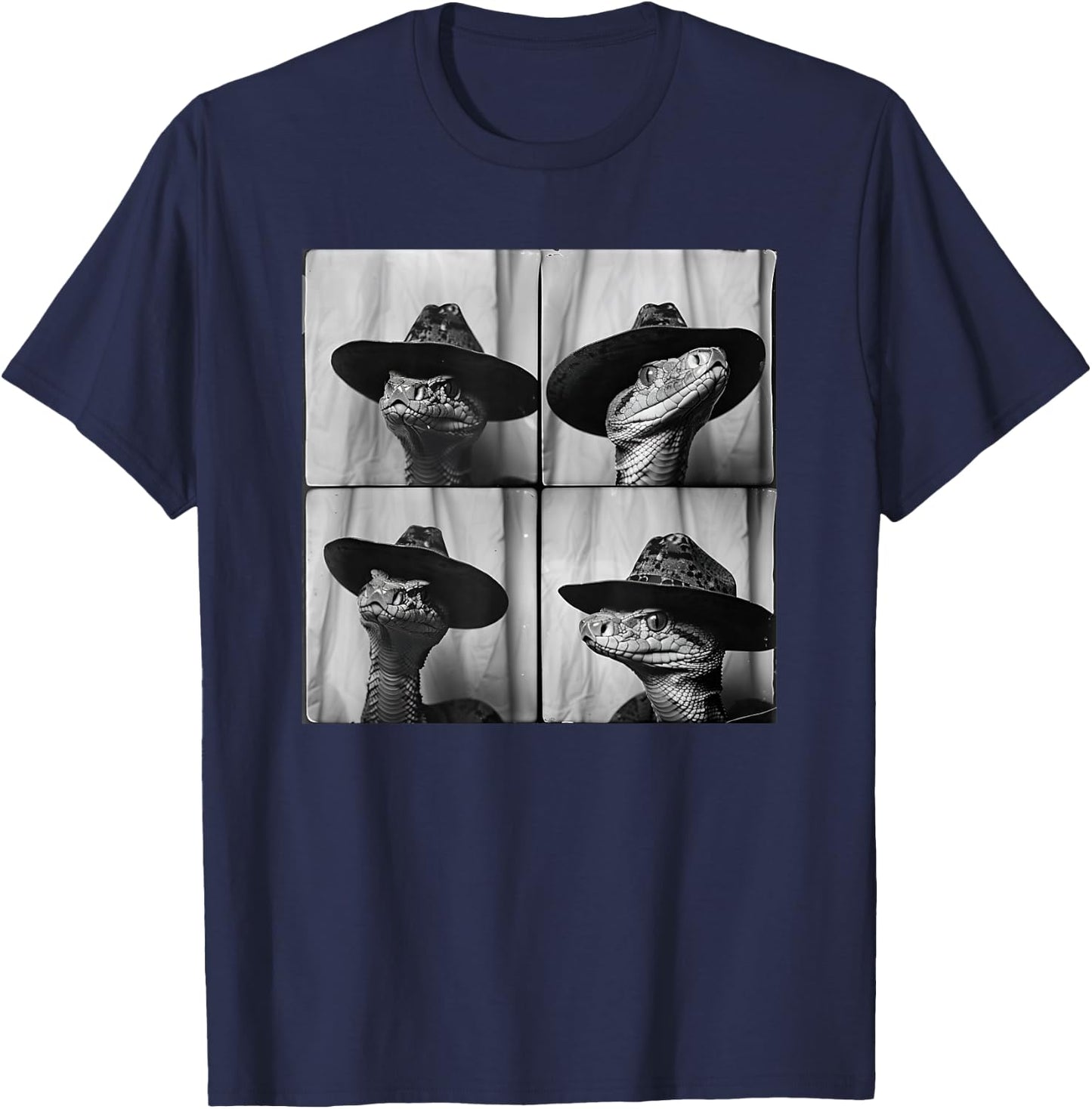 Snake in Cowboy Hat Funny Animal Photobooth Snake Owner T-Shirt - T-Shirt | Navy