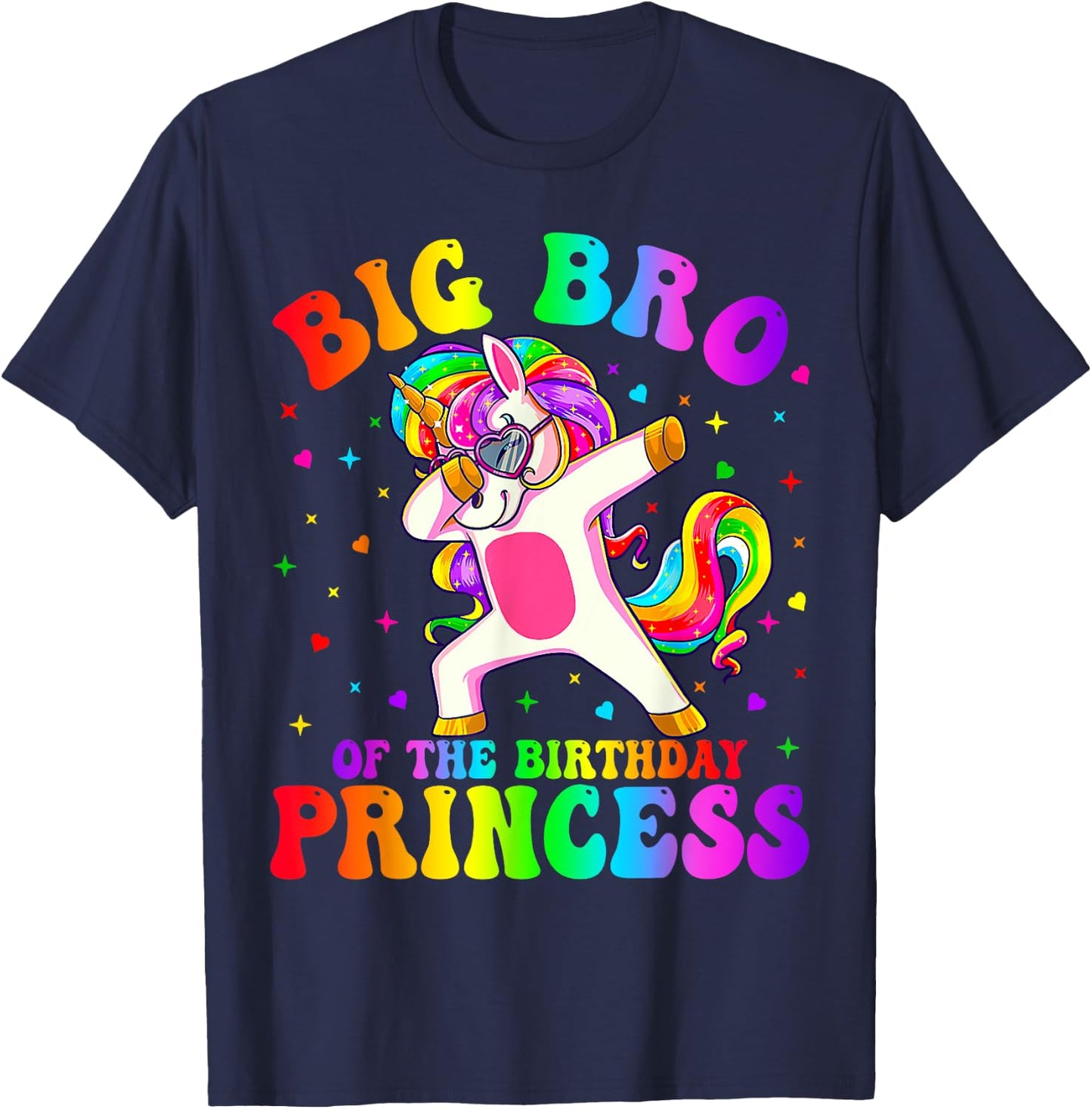 Big Brother of the Birthday Princess Girl Dabbing Unicorn T-Shirt - T-Shirt | Navy