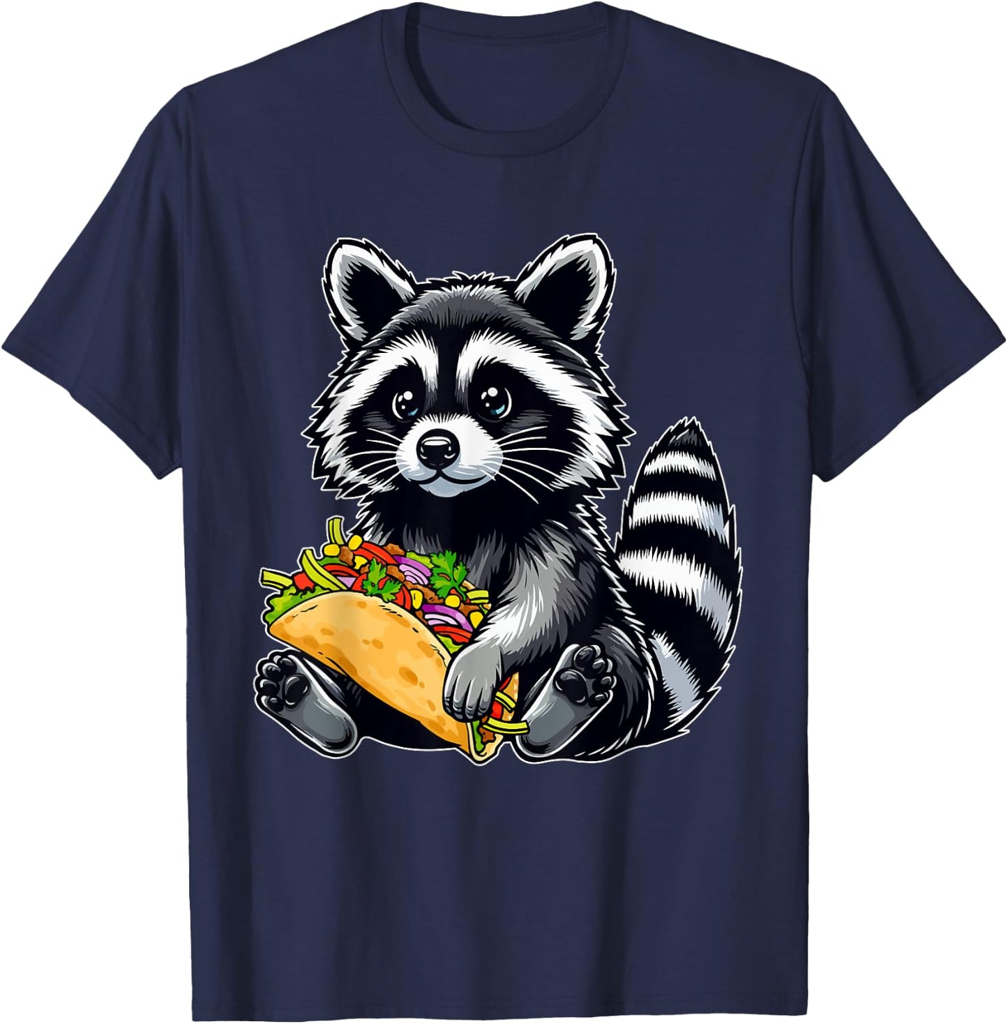 Raccoon Holding Taco Matching Zoo Animal Food Lover Kids T-Shirt - T-Shirt | Navy