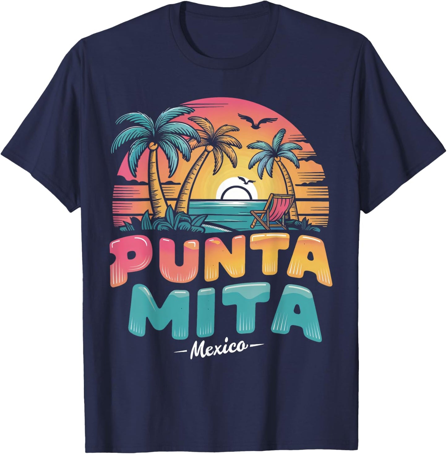 Punta Mita Mexico Tropical Sunset beach Souvenir Vacation Men Women Kids T-Shirt - T-Shirt | Navy