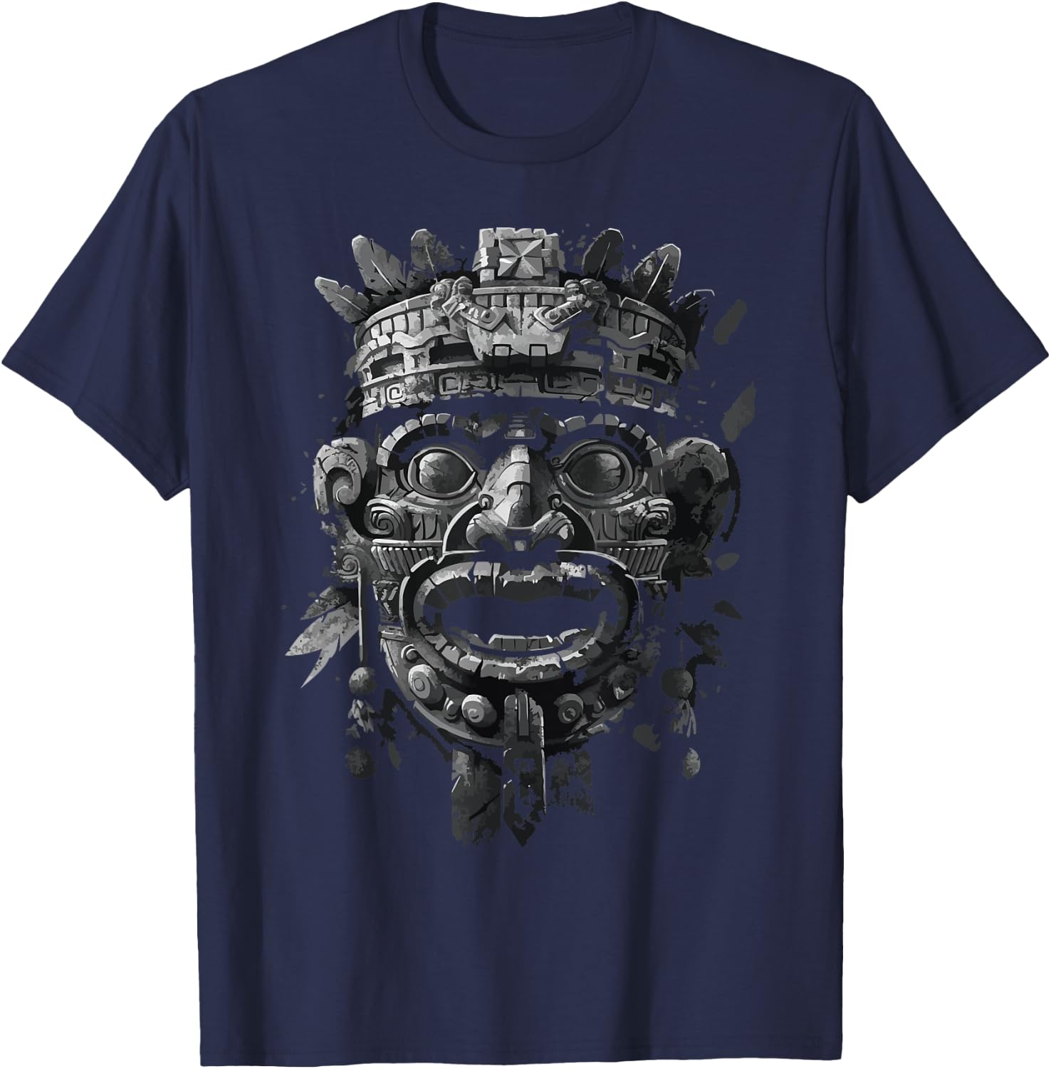 Aztec God Aztec Culture Mayan Indigenous Tlaloc Statue T-Shirt - T-Shirt | Navy