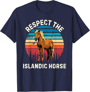 Retro Respect The Islandic Horse Vintage Islandic Horse T-Shirt - T-Shirt | Navy