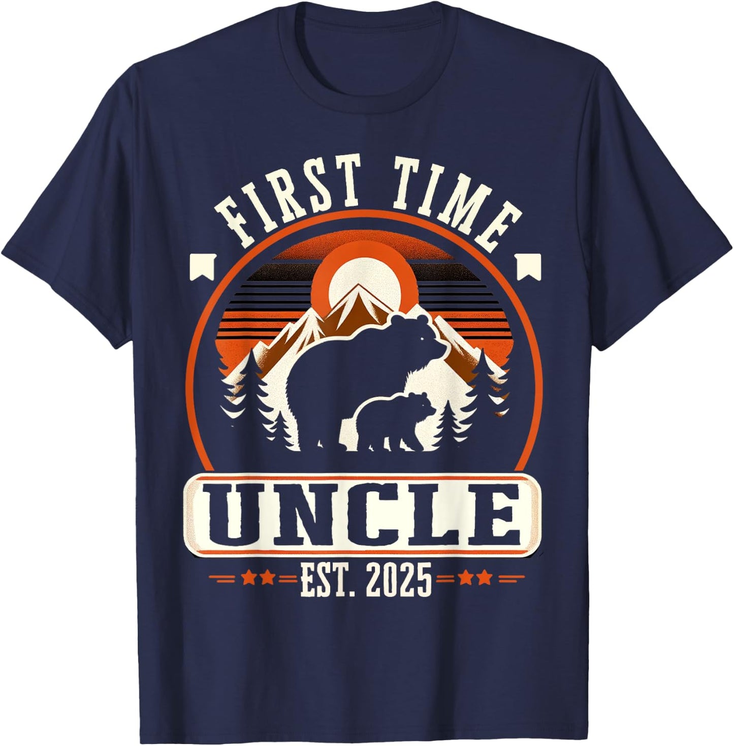 First Time Uncle Est 2025 for New Dad Funny Fathers Day T-Shirt - T-Shirt | Navy