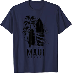 Maui Hawaii Surf Vintage Surf Surfer T-Shirt - T-Shirt | Navy