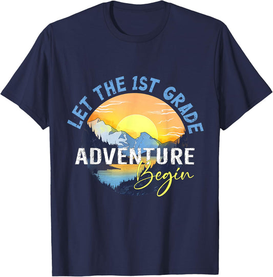 Let the 1st Grade Adventure Begin First Grade Teacher T-Shirt - T-Shirt | Navy