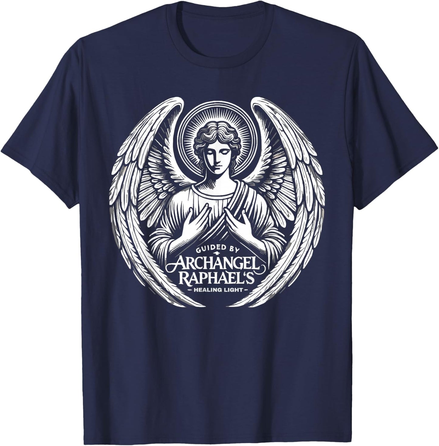 Archangel Raphael Catholic Christianity Guardian Angel T-Shirt - T-Shirt | Navy