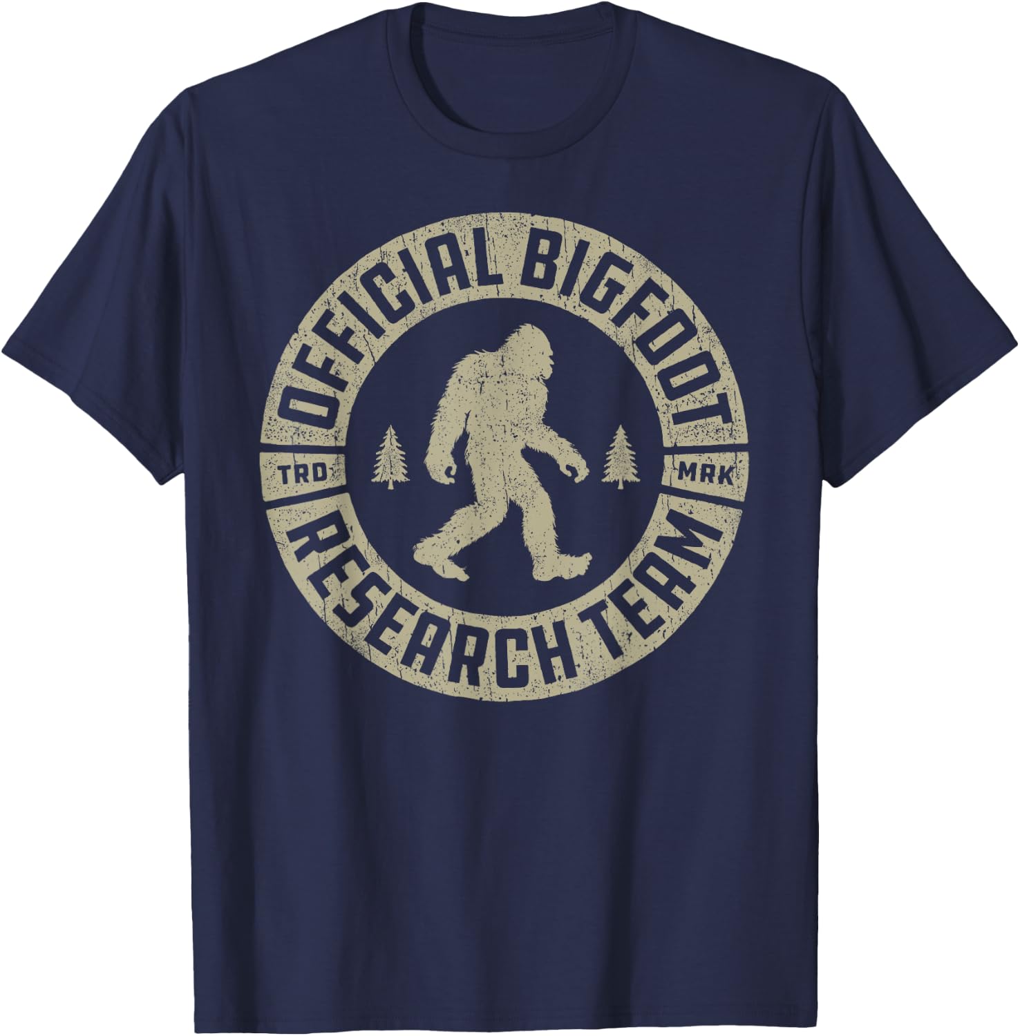 Bigfoot Research Team Retro Vintage Sasquatch Men Women T-Shirt - T-Shirt | Navy