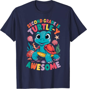 Second Grade Is Turtle-Y Awesome Back To School 2nd Grade T-Shirt - T-Shirt | Navy