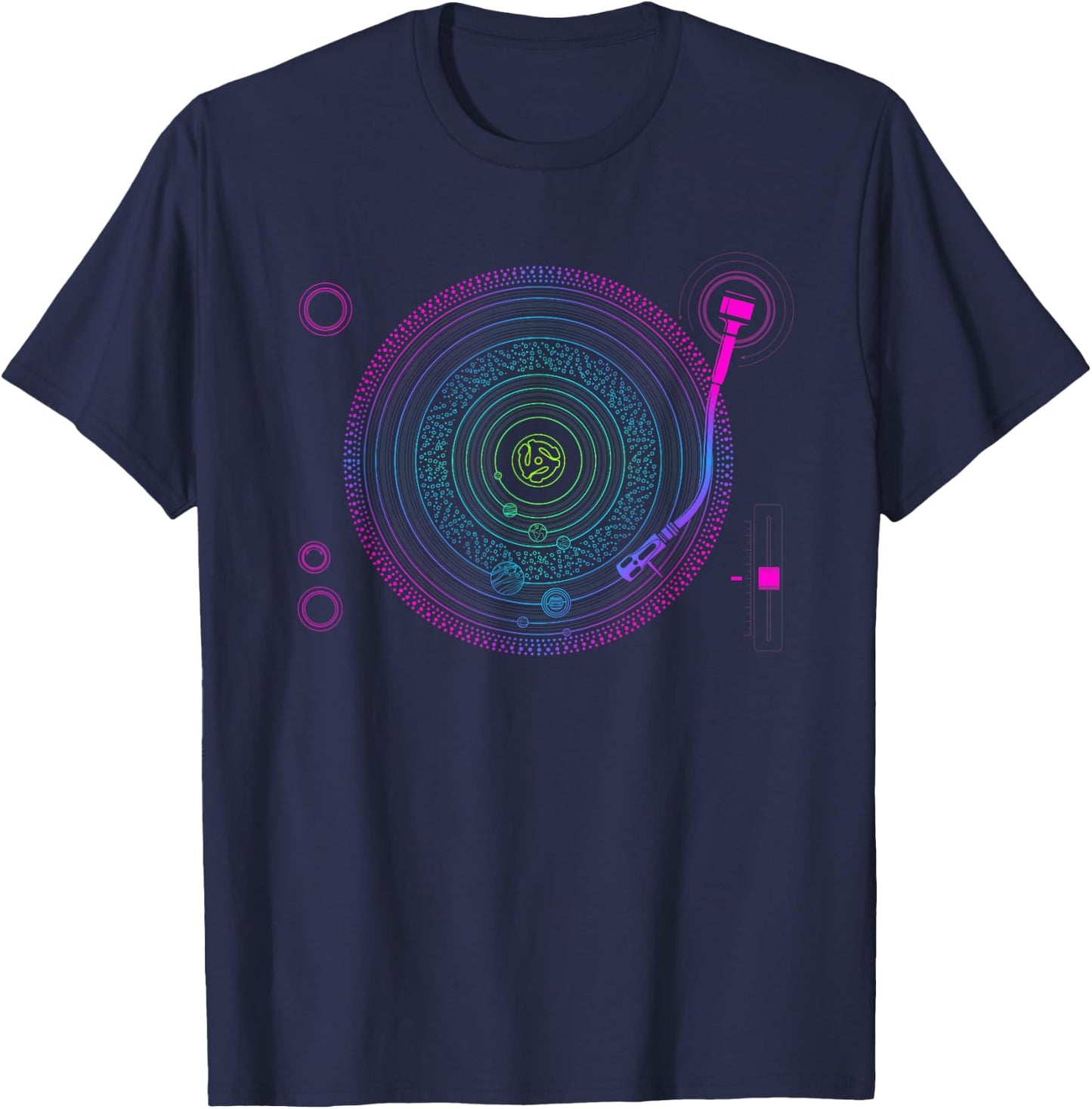 Space DJ Product - Solar System Retro Turntable EDM 3 T-Shirt - T-Shirt | Navy