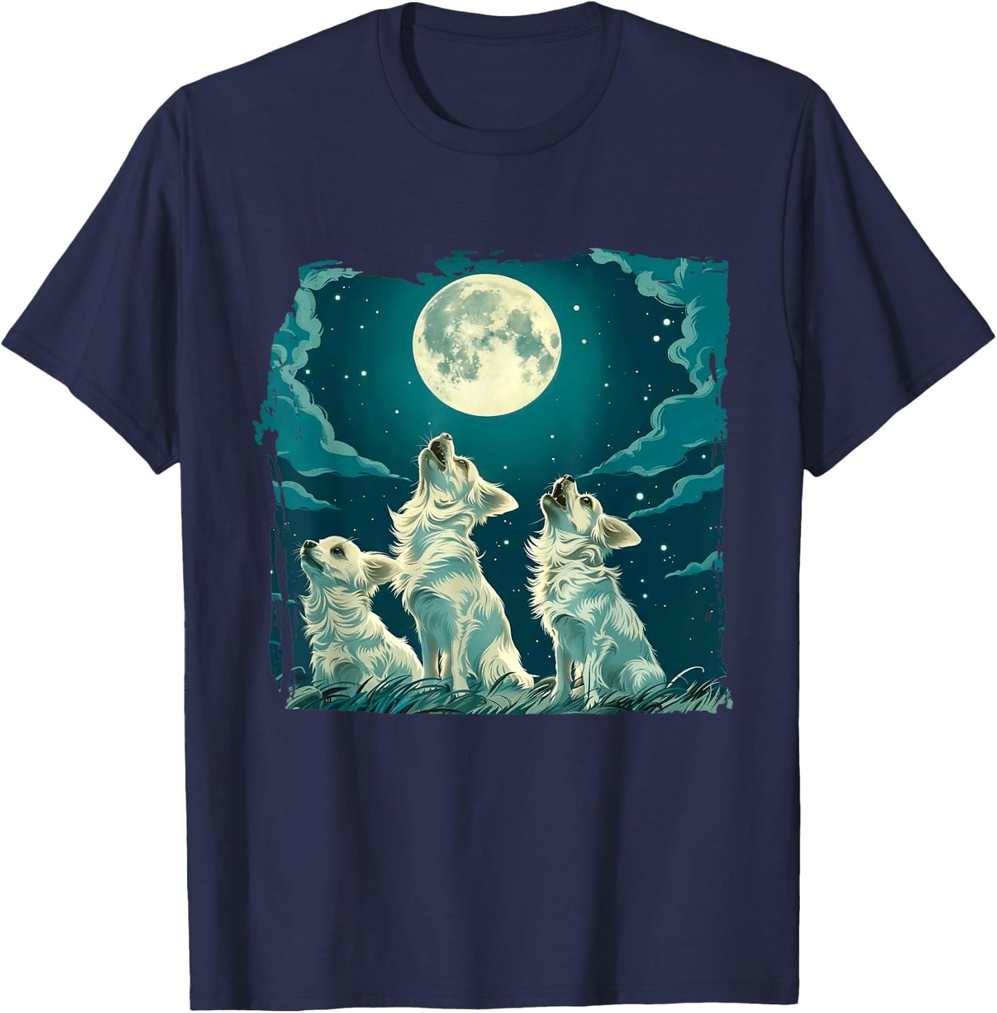 Chihuahua Dogs Howl At Moon Dog Lover T-Shirt - T-Shirt | Navy
