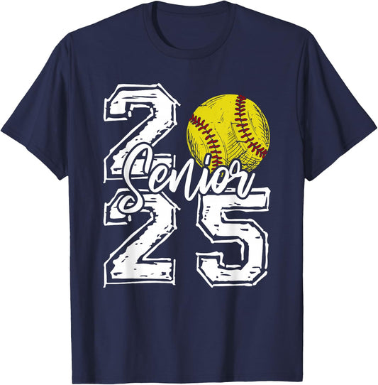 Class of 2025 Softball Senior 2025 Back To School Funny T-Shirt - T-Shirt | Navy