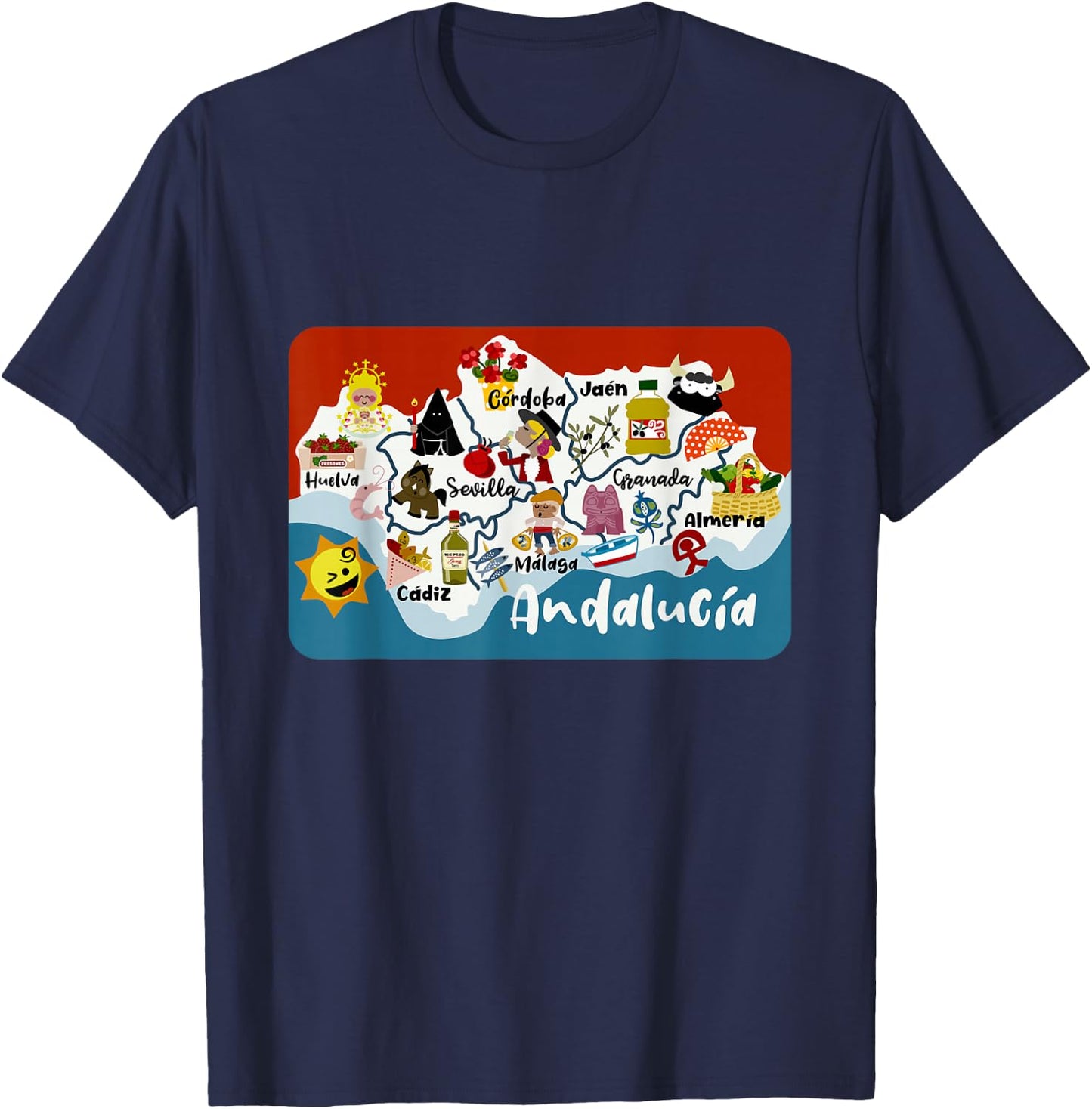 Map of Andalusia T-Shirt - T-Shirt | Navy