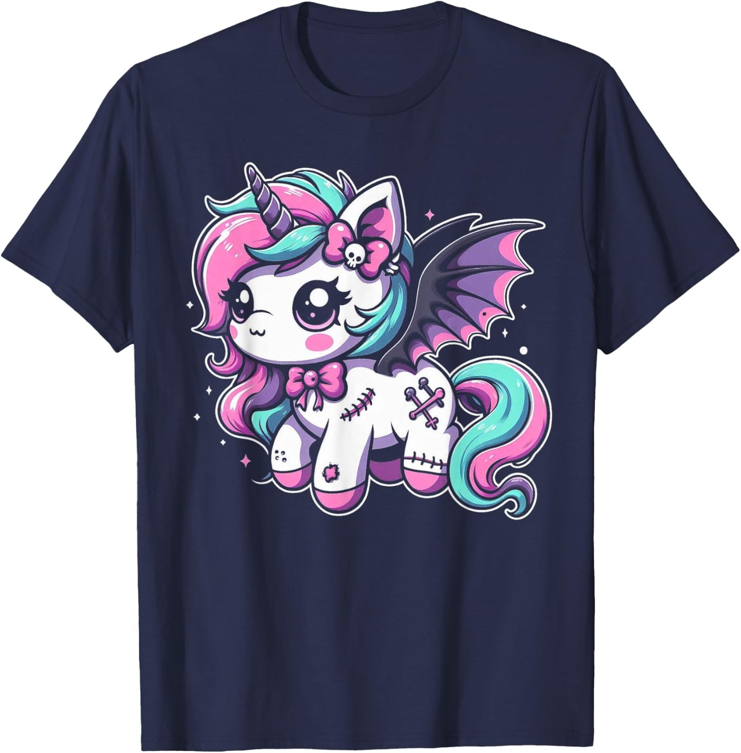 Pastel Goth Unicorn Kawaii Creepy Cute Aesthetic Art T-Shirt - T-Shirt | Navy