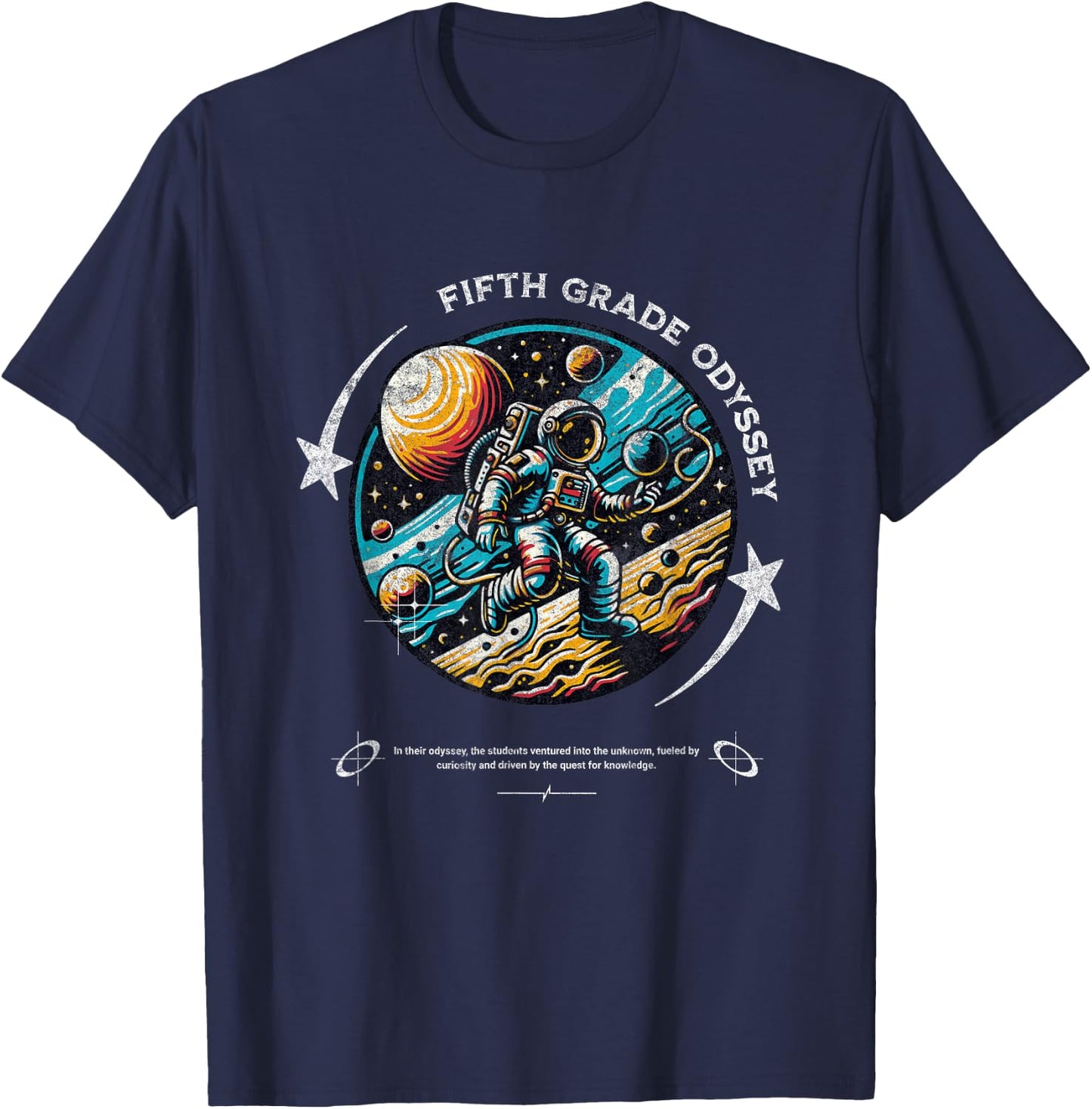 Fifth Grade Back To School Space Rocket Astronaut T-Shirt - T-Shirt | Navy