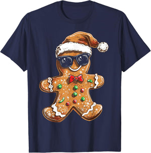 Gingerbread Christmas X-Mas Artwork Sunglasses Gingerbread T-Shirt - T-Shirt | Navy