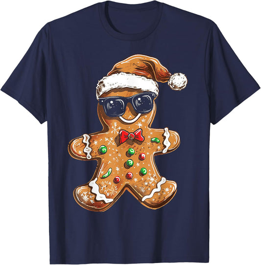 Gingerbread Christmas X-Mas Artwork Sunglasses Gingerbread T-Shirt - T-Shirt | Navy