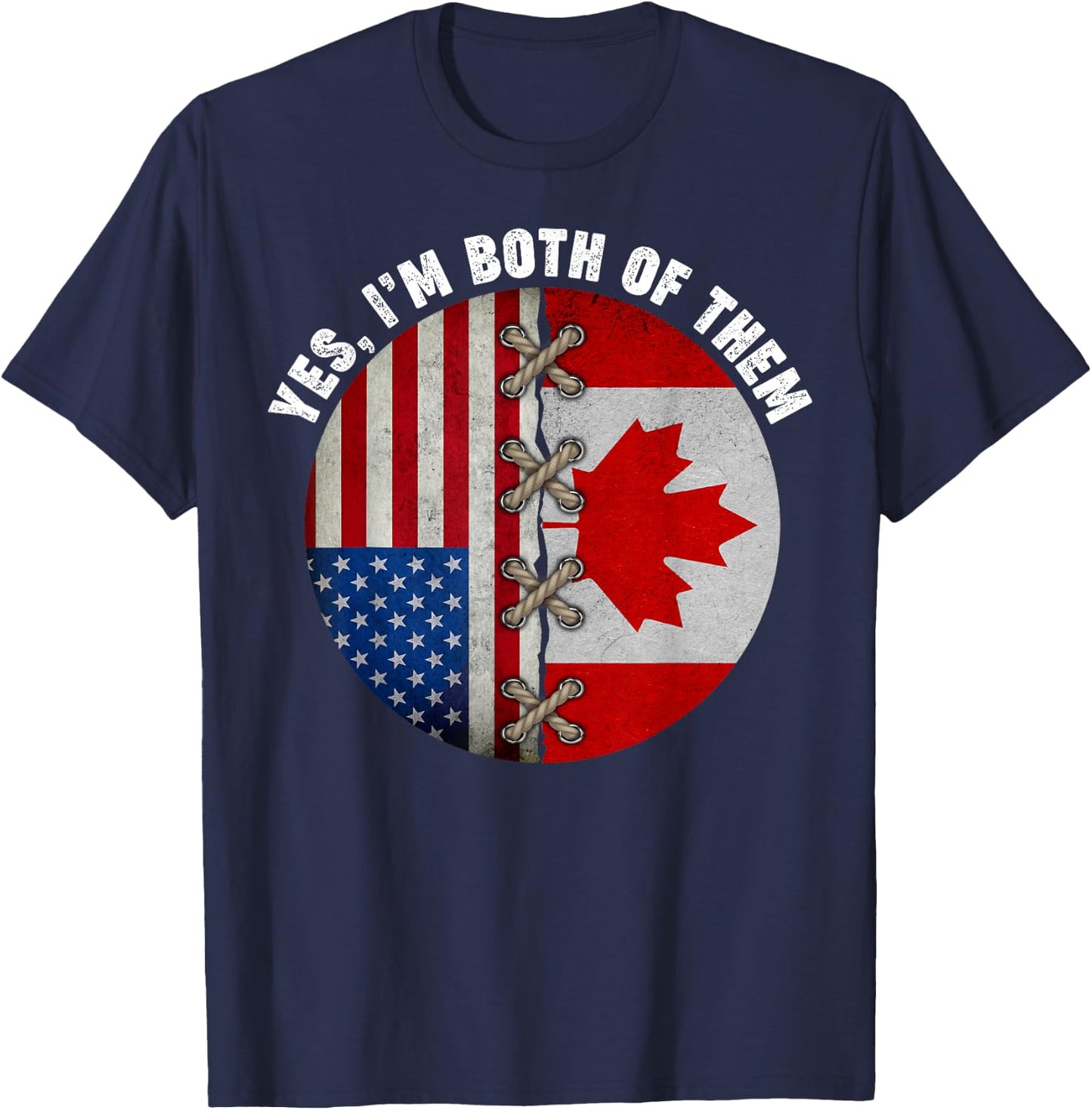 Yes I'm Both Of Them Maple Leaf Canadian Canada Day T-Shirt - T-Shirt | Navy