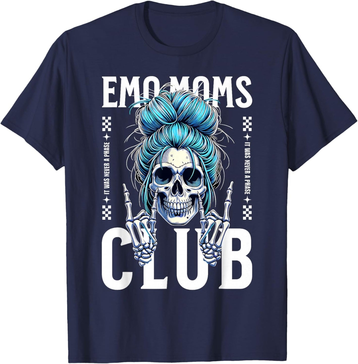Funny Emo Moms Club Skeleton, Cool Goth Punk Mother's Day T-Shirt - T-Shirt | Navy