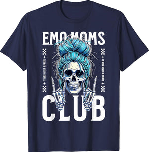Funny Emo Moms Club Skeleton, Cool Goth Punk Mother's Day T-Shirt - T-Shirt | Navy