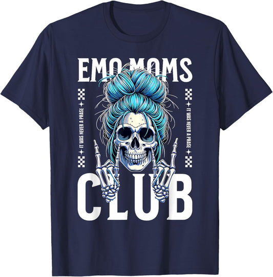 Funny Emo Moms Club Skeleton, Cool Goth Punk Mother's Day T-Shirt - T-Shirt | Navy