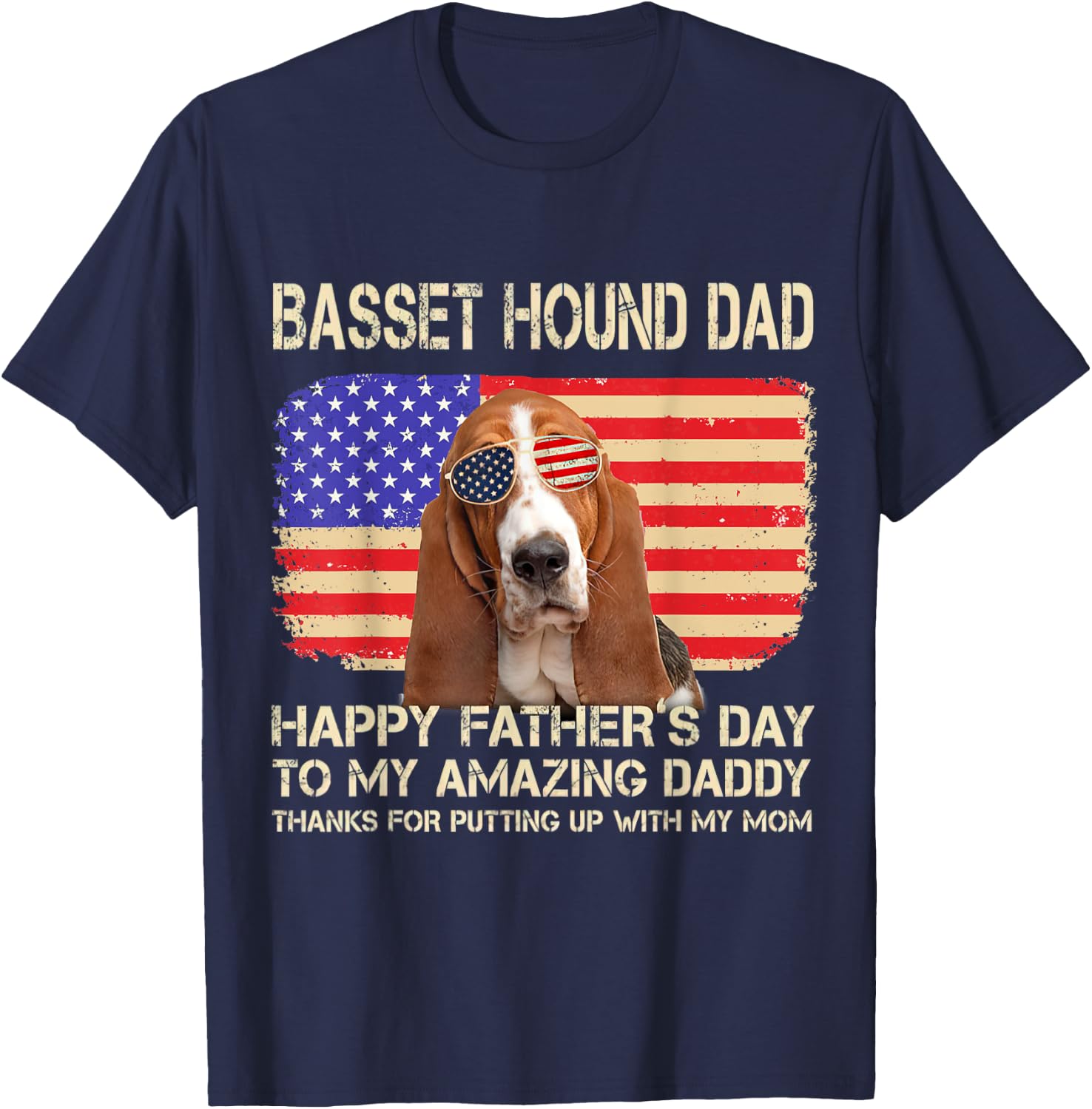 Basset Hound Dad Happy Fathers Day To My Amazing Daddy Dog Women T-Shirt - T-Shirt | Navy