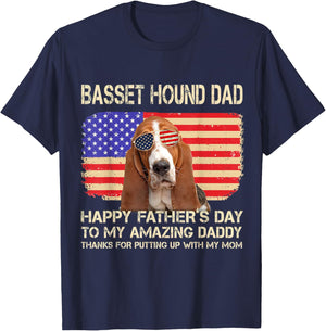 Basset Hound Dad Happy Fathers Day To My Amazing Daddy Dog Women T-Shirt - T-Shirt | Navy