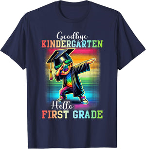 Goodbye Kindergarten Hello 1st Grade Last Day Dabbing Boy T-Shirt - T-Shirt | Navy