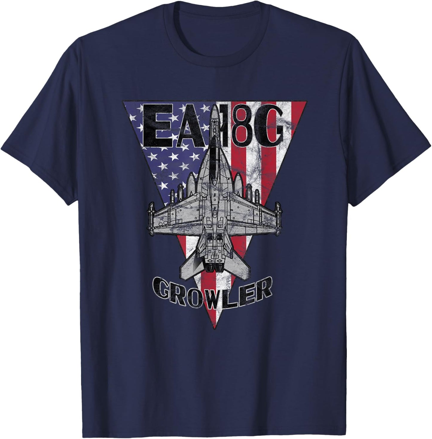 EA-18 Growler Military Jet Airplane Patriotic Vintage T-Shirt - T-Shirt | Navy