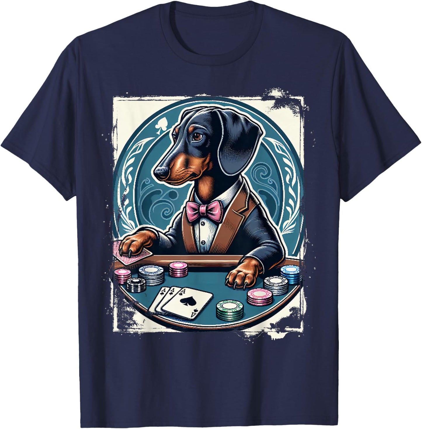 Dachshund Poker Costume Funny Teckel Dog Owner Pokers Women T-Shirt - T-Shirt | Navy