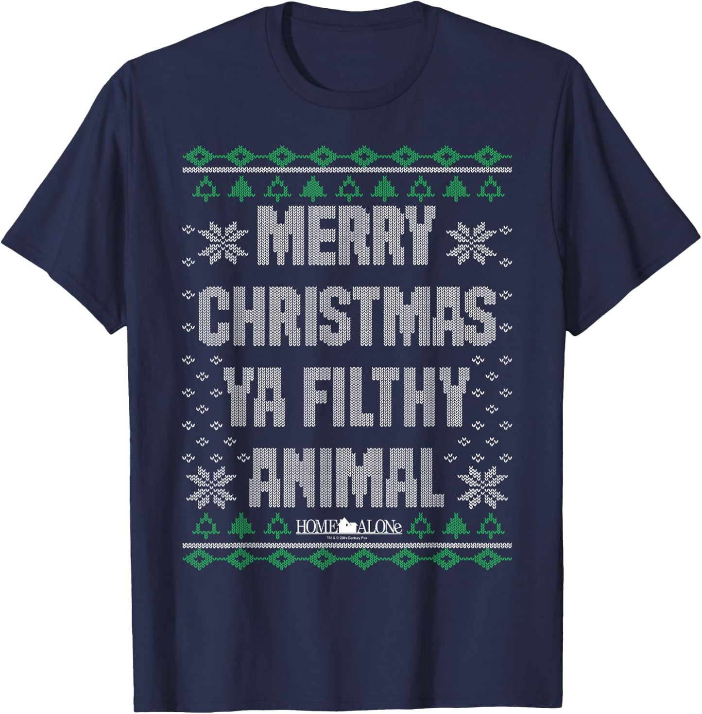 Home Alone Merry Christmas Ya Filthy Animal Ugly Sweater T-Shirt - T-Shirt | Navy