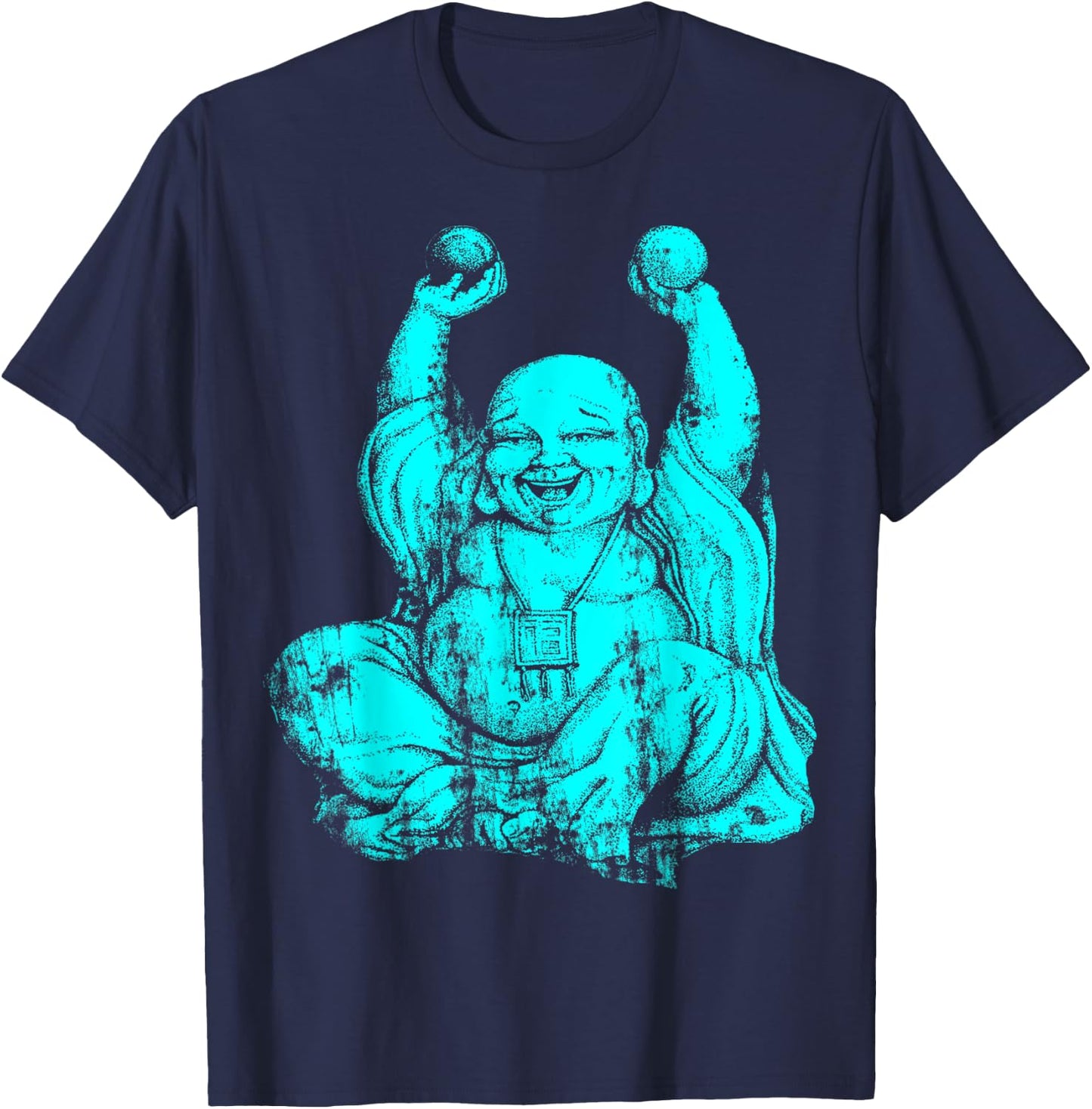 Powder Blue Laughing Buddha Yoga T-Shirt - T-Shirt | Navy