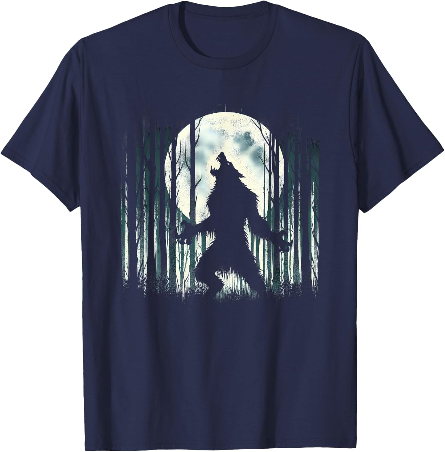 Werewolf Howling At Full Moon - Alpha Wolf Meme Literally Me T-Shirt - T-Shirt | Navy