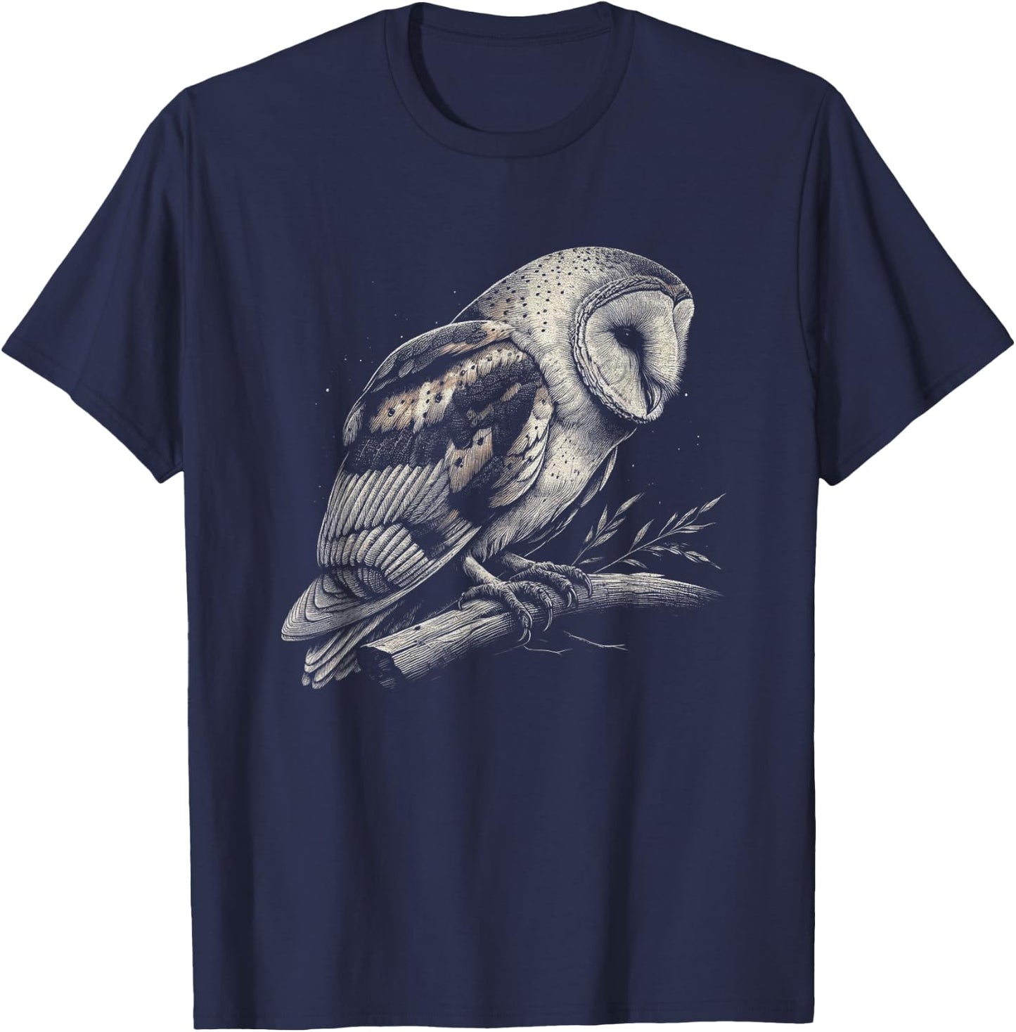Vintage Barn Owl Graphic Design and Men T-Shirt - T-Shirt | Navy