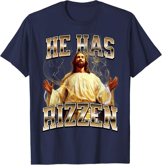 He Has Rizzen Jesus T-Shirt - T-Shirt | Navy