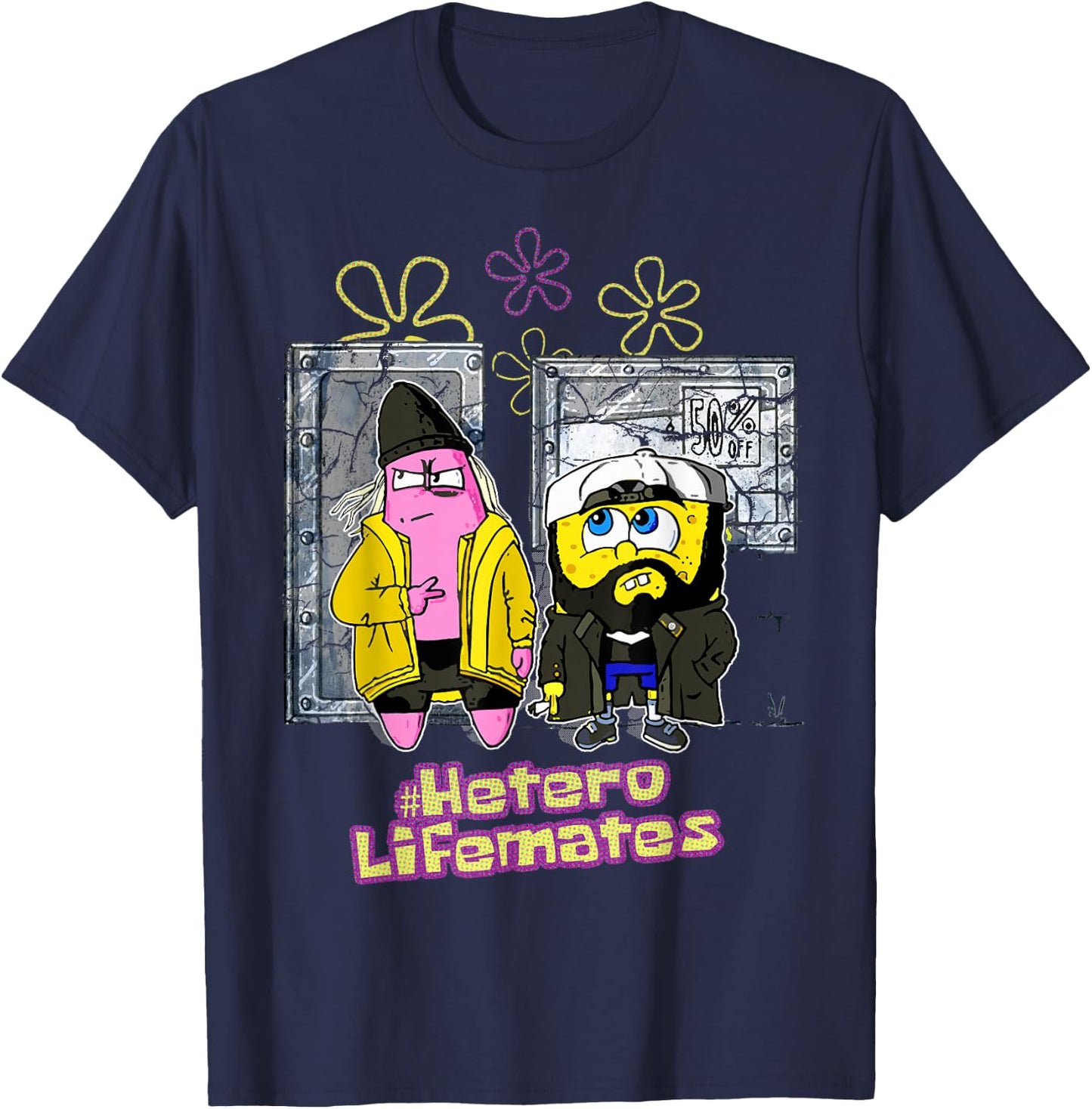 Kevin Smith Jay & Silent Bob Remix Sponge Retro Mashup 90s T-Shirt - T-Shirt | Navy