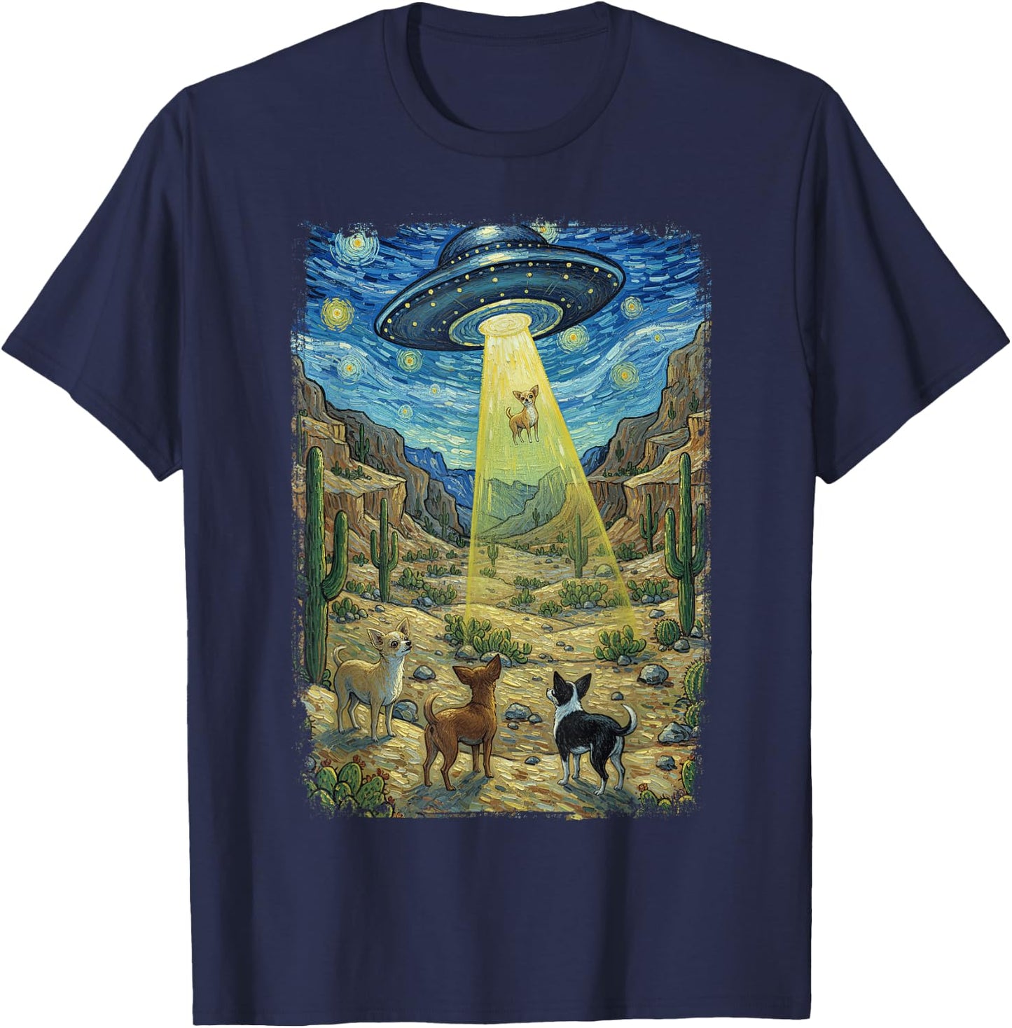 Alien Abduction Chihuahua T-Shirt - T-Shirt | Navy