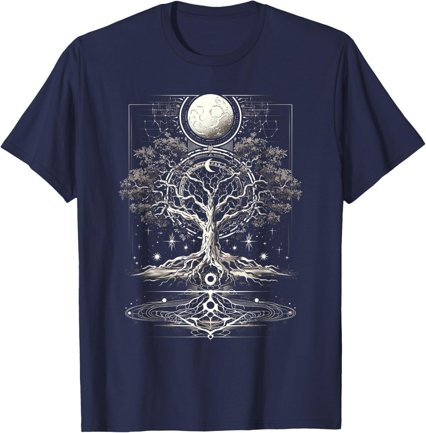 Yggdrasil Tree of Life with Moon Phases T-Shirt - T-Shirt | Navy