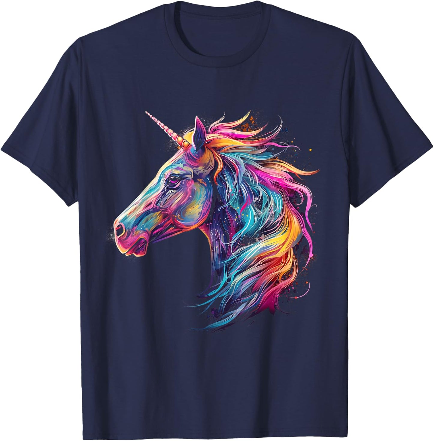 Unicorn Rainbow Animal Graphic Illustration Unicorn T-Shirt - T-Shirt | Navy