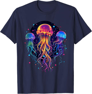 Jellyfish Lover Sea Animal Illustration Ocean Jellyfishes T-Shirt - T-Shirt | Navy