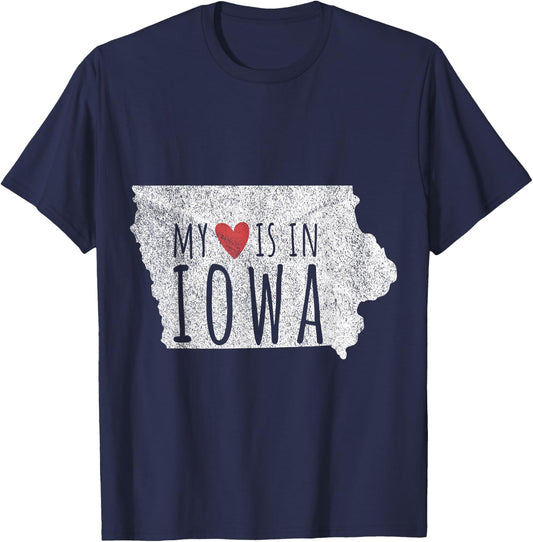 My Heart Is In Iowa Funny Iowa Roots Iowa Love T-Shirt - T-Shirt | Navy