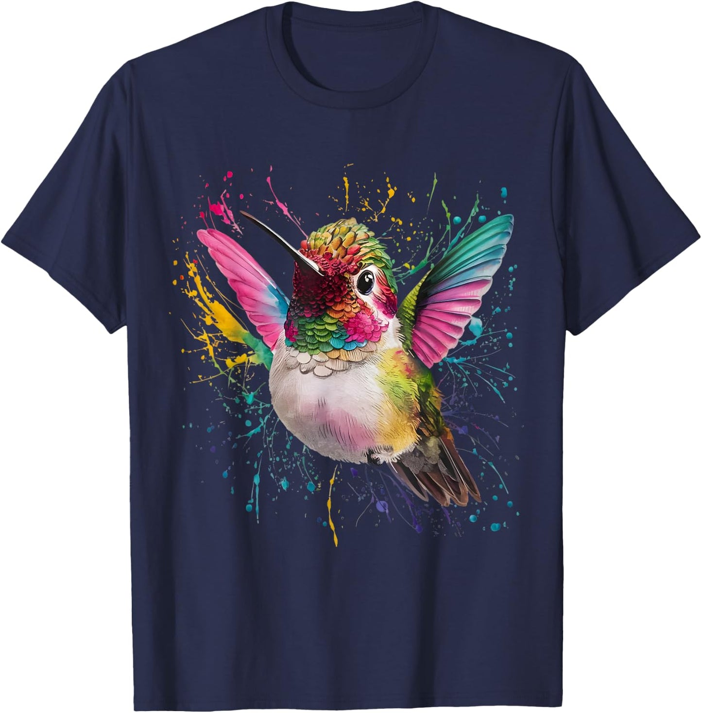 Hummingbird Men Woman Colorful Watercolor Hummingbird T-Shirt - T-Shirt | Navy