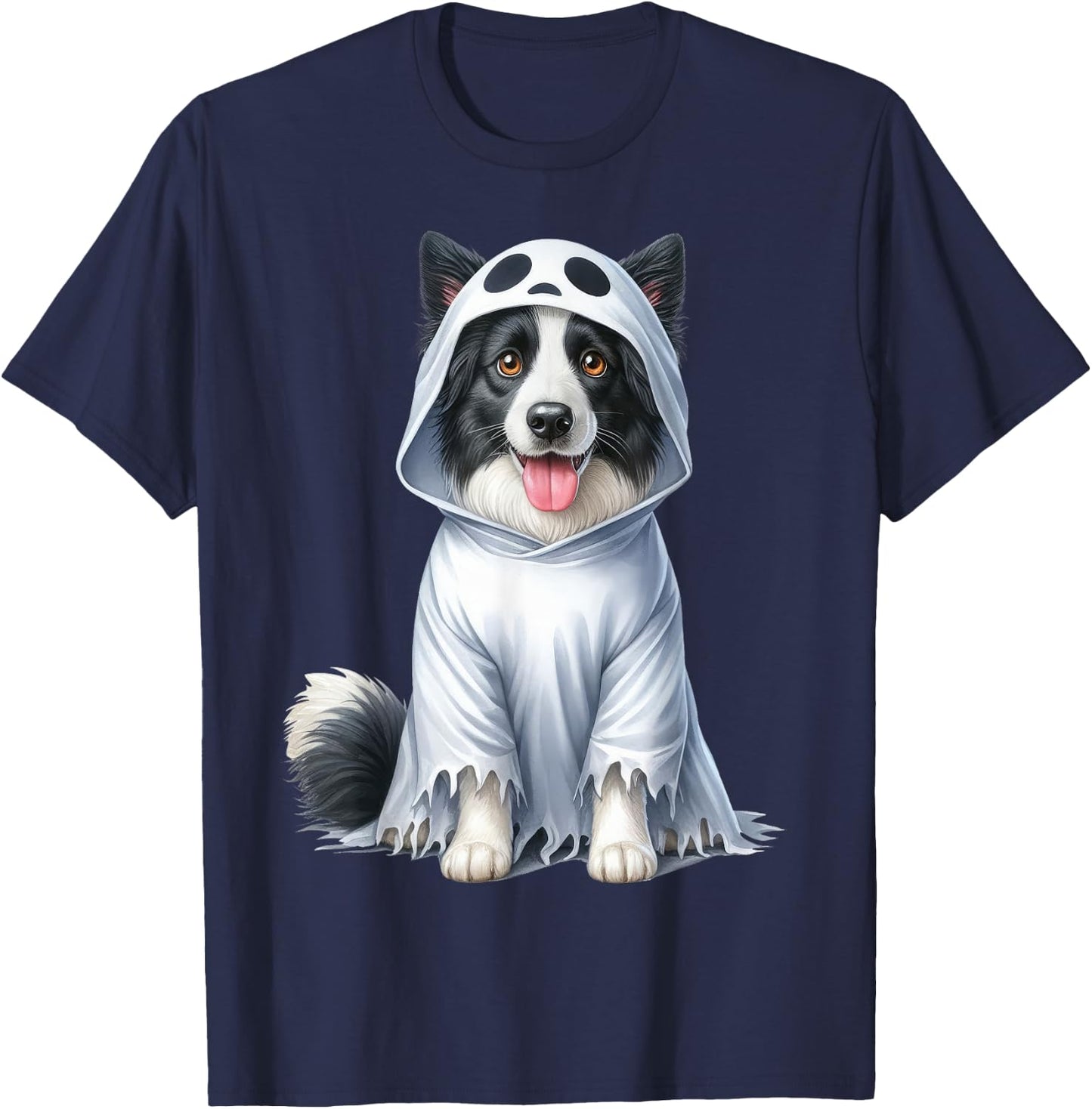 Funny Ghost Border Collie Dog Lover Halloween Costume Men Women T-Shirt - T-Shirt | Navy
