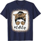 Lolli Life Bleached Leopard Messy Bun Mother's day T-Shirt - T-Shirt | Navy