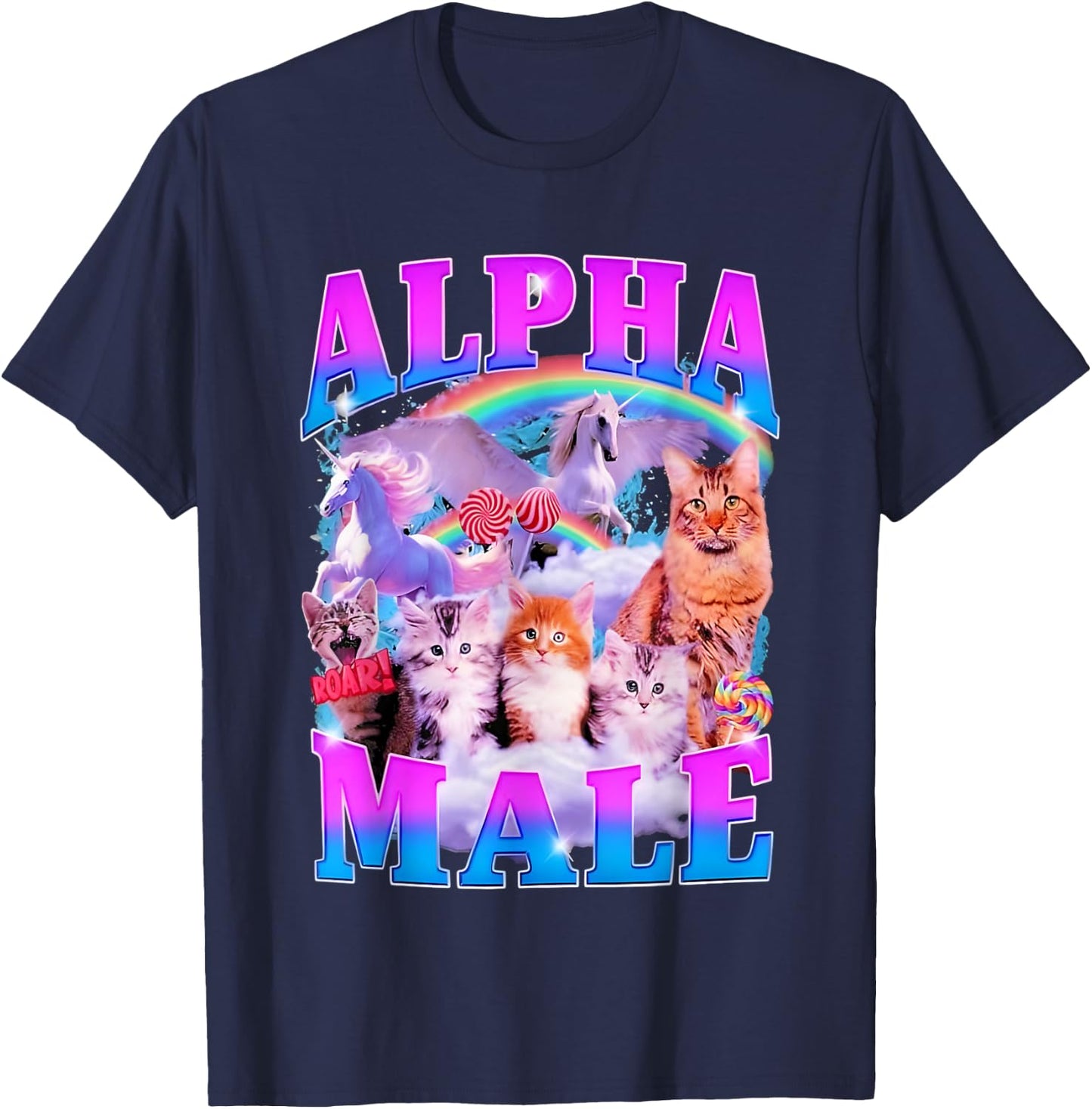 Cat And Unicorn Alpha Male T-Shirt - T-Shirt | Navy