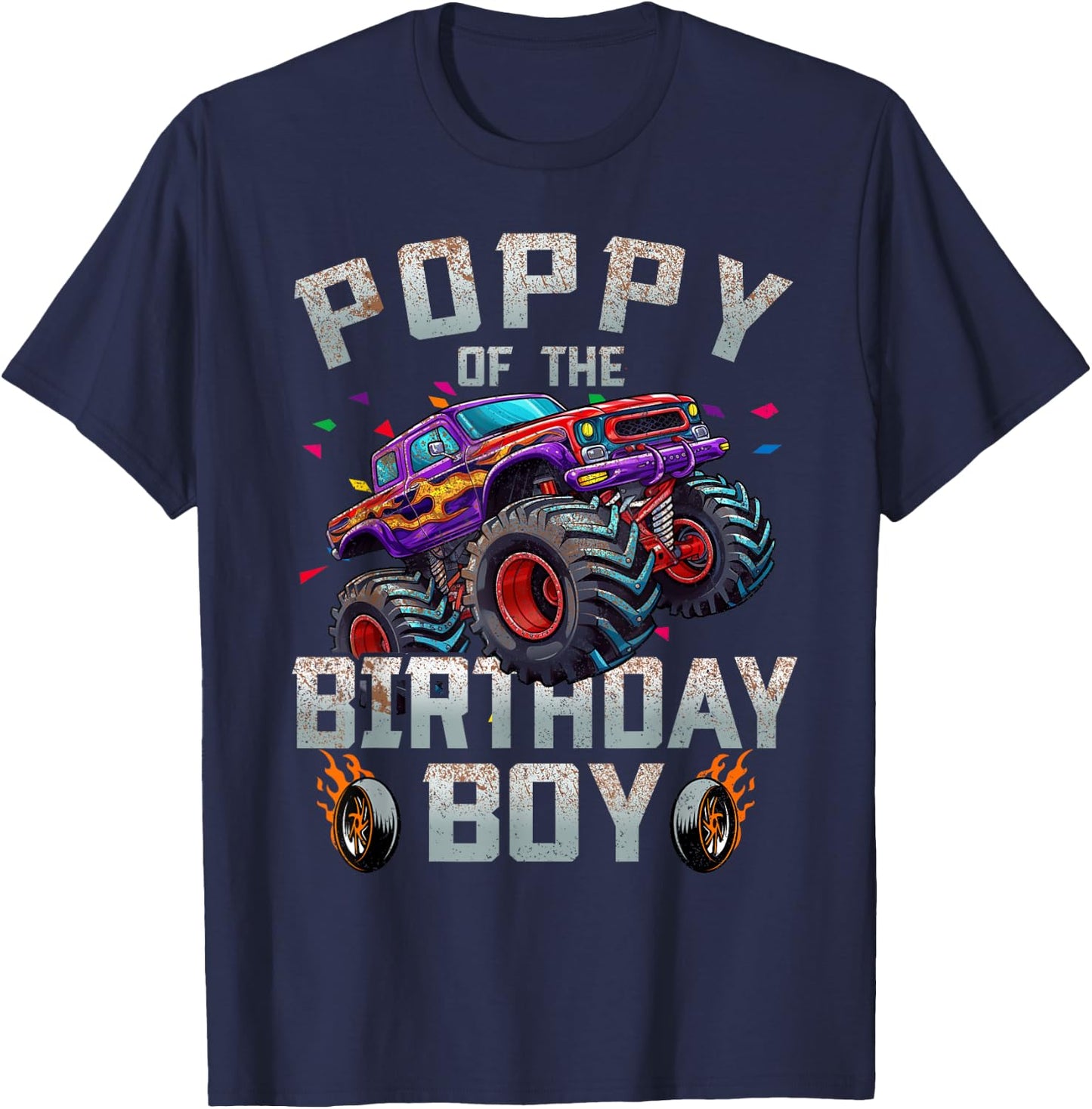 Poppy Of The Birthday Boy Monster Truck Family T-Shirt - T-Shirt | Navy